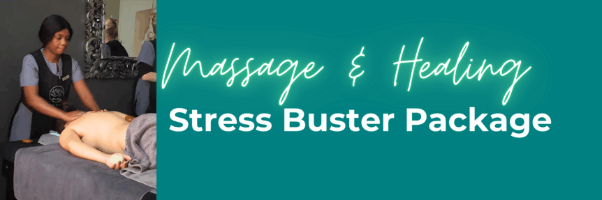 Stress buster with woman giving hotstone massage at spa